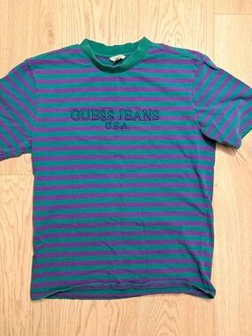 GUESS x ASAP Rocky Originals Striped Tee Purple Green GUE$$ JEANS USA XS